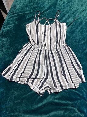 Ardene Black & White Striped Romper